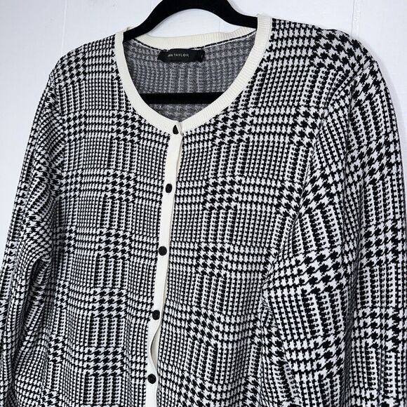 Ann Taylor Women's Houndstooth Cardigan Sweater Black Size M/L? - Picture 2 of 6